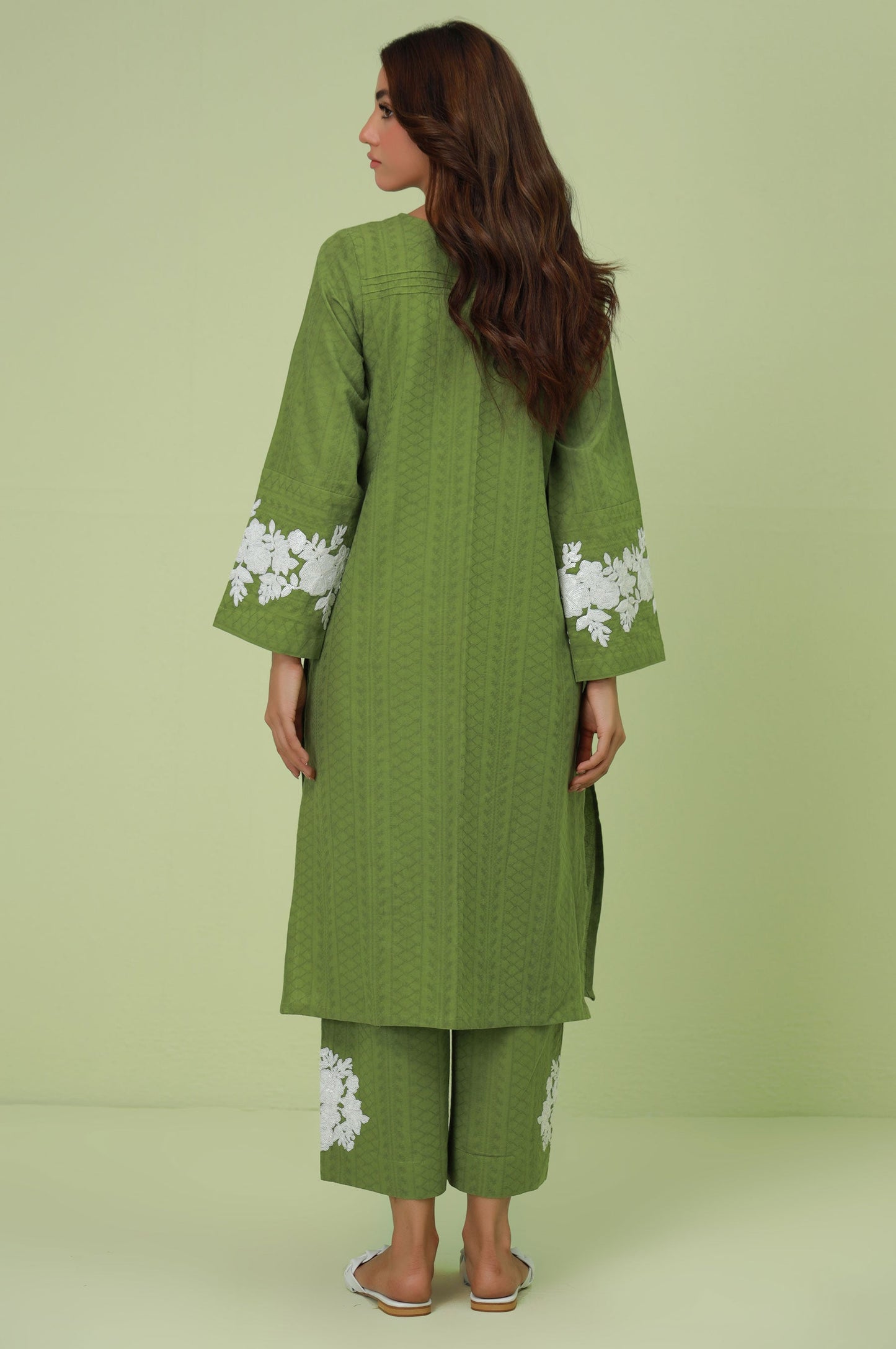 Stitched 2 Piece Embroidered Self-Jacquard Suit