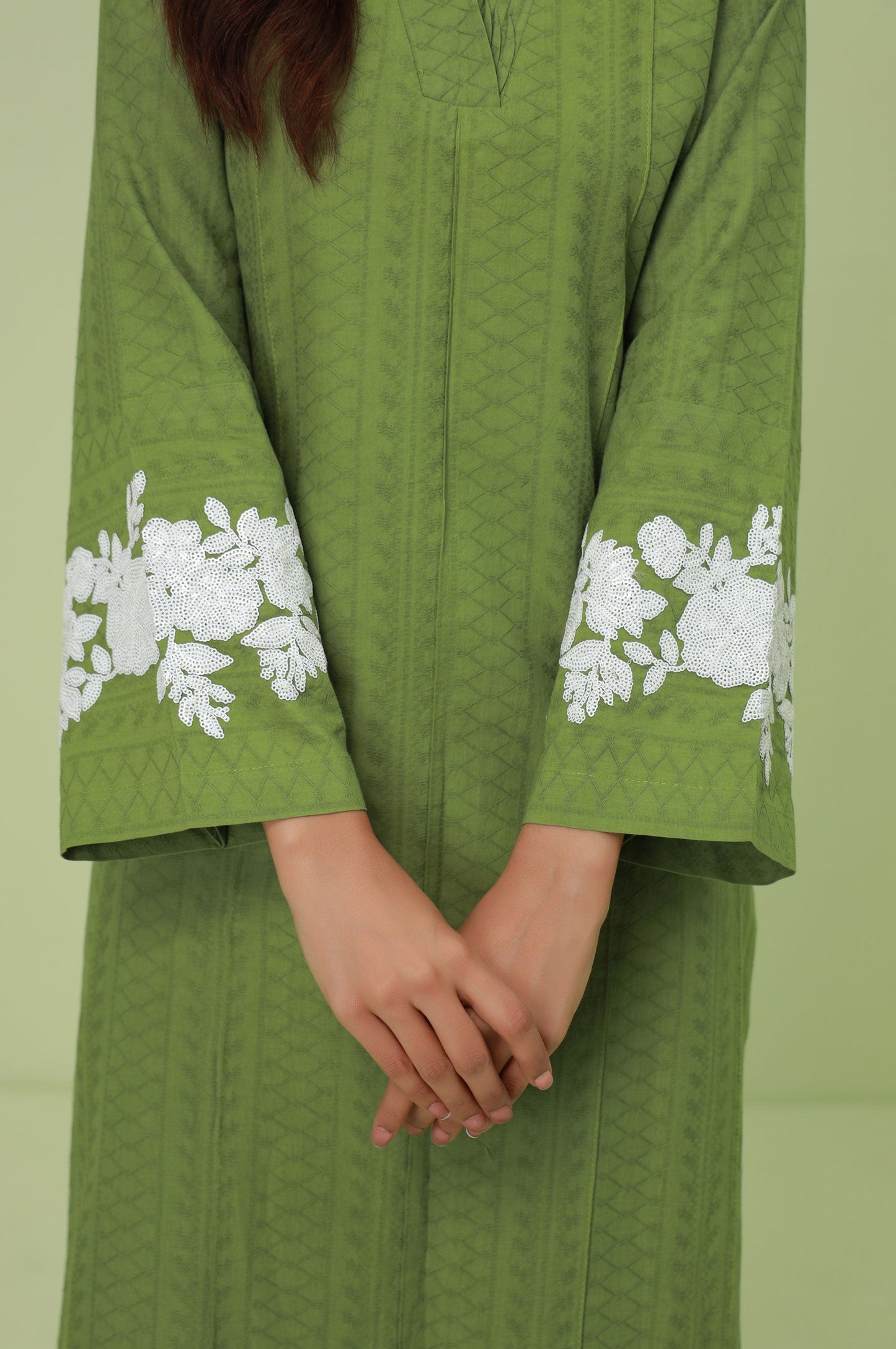 Stitched 2 Piece Embroidered Self-Jacquard Suit