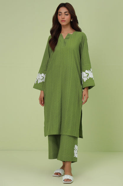 Stitched 2 Piece Embroidered Self-Jacquard Suit