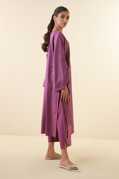 Stitched 2 Piece Embroidered Satin Jacquard Suit