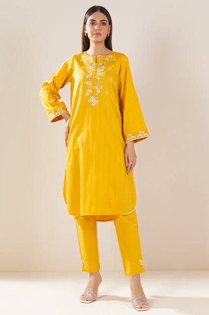 Stitched 2 Piece Embroidered Satin Jacquard Suit