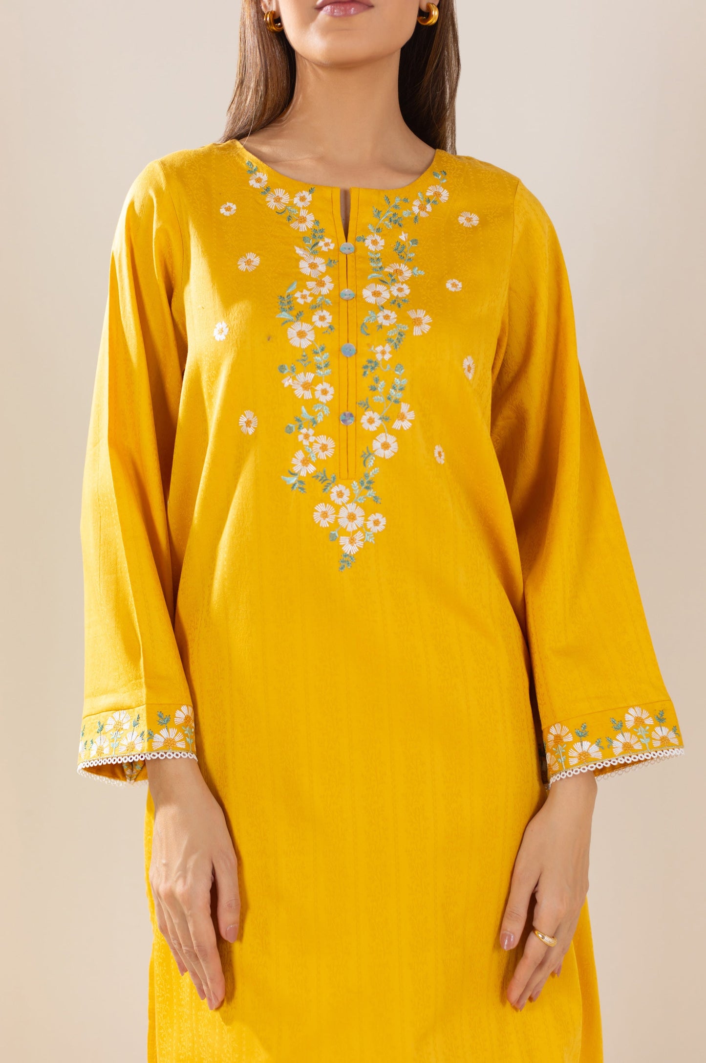 Stitched 2 Piece Embroidered Satin Jacquard Suit