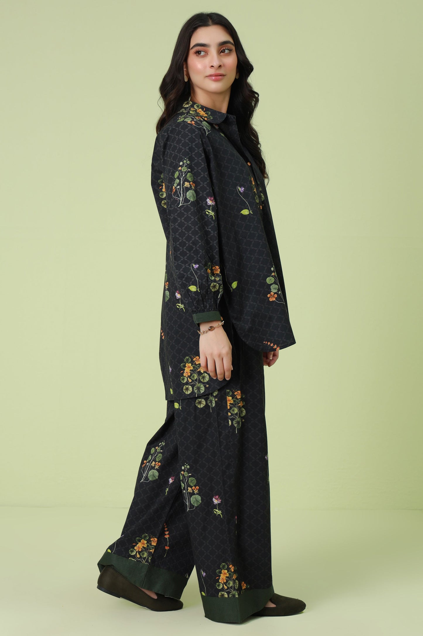 Stitched 2 Piece Digital Printed Ripple Crinkle Co-Ord Set