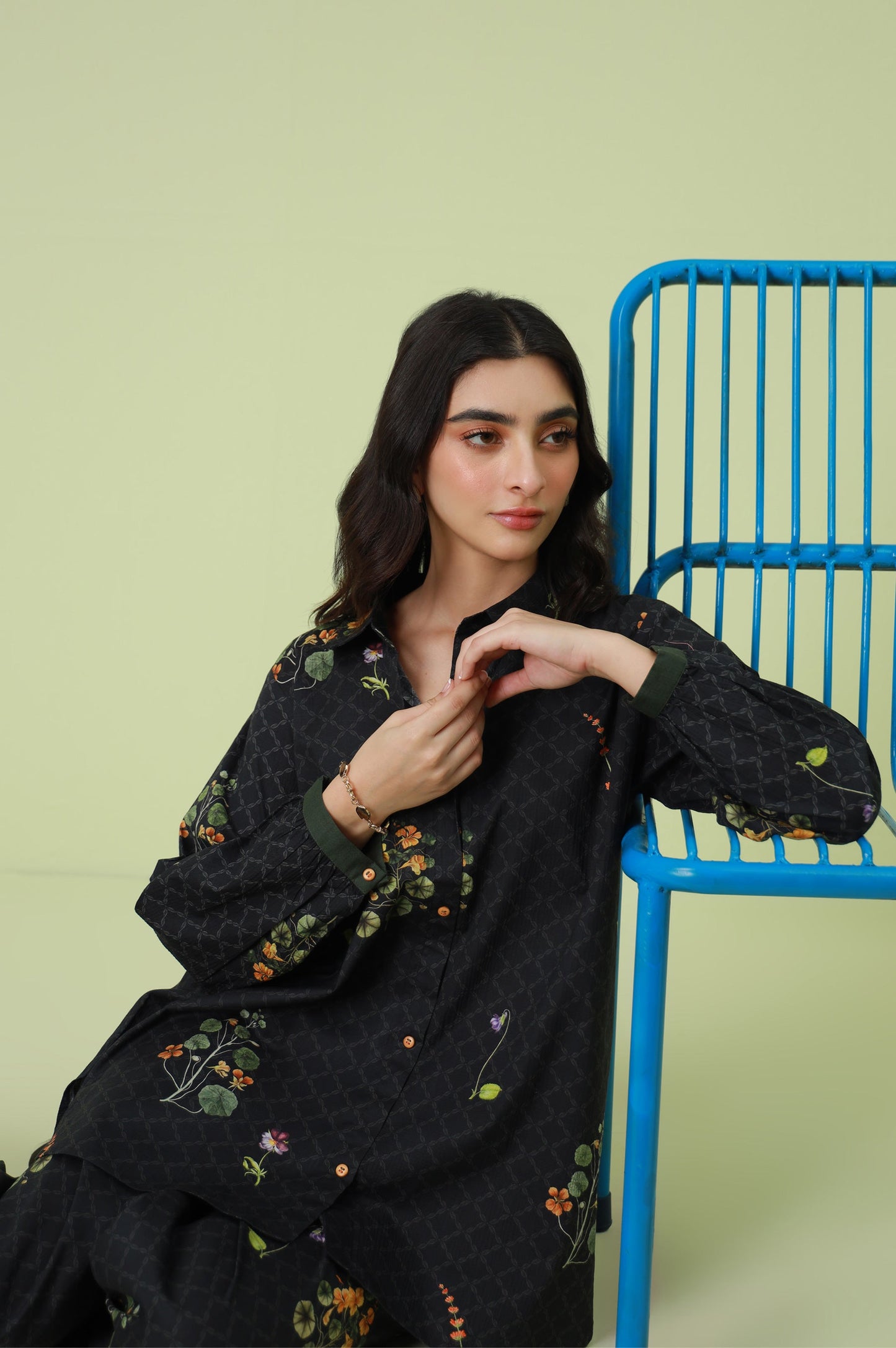 Stitched 2 Piece Digital Printed Ripple Crinkle Co-Ord Set