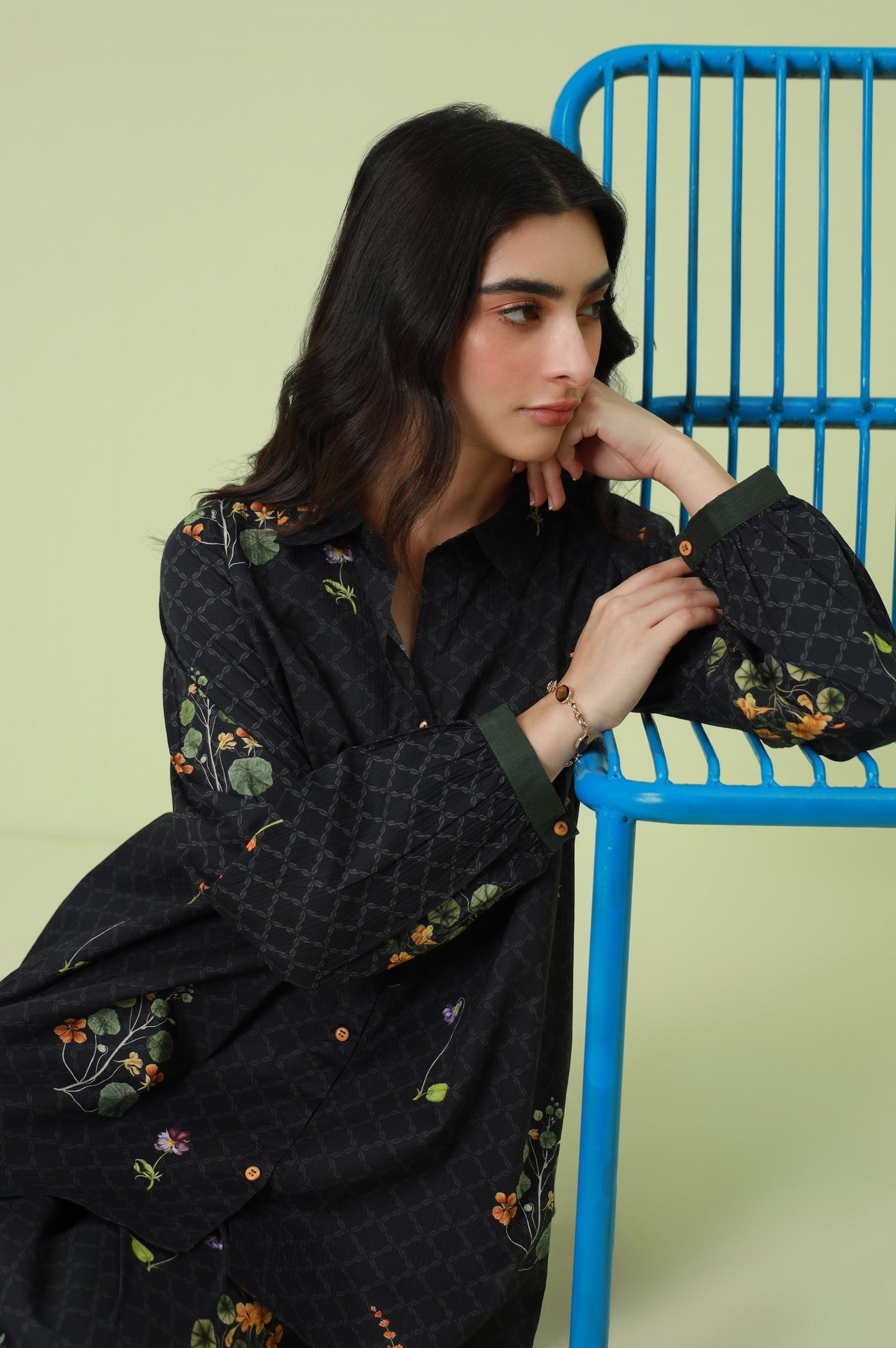 Stitched 2 Piece Digital Printed Ripple Crinkle Co-Ord Set