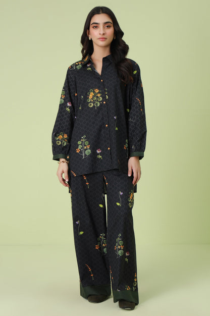 Stitched 2 Piece Digital Printed Ripple Crinkle Co-Ord Set