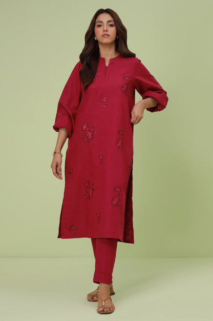 Stitched 3 Piece Embroidered Thai Khaddar Suit