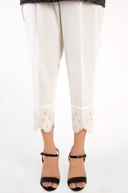 Embroidered Capri Pants - Off White