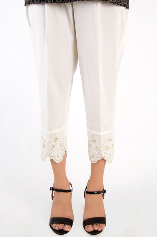 Embroidered Capri Pants - Off White