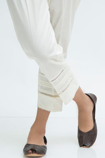 Embellished Cambric Capri Pants  - Off-White