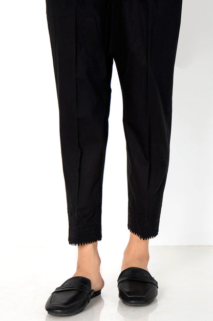 Embellished Cambric Capri Pants  - Black