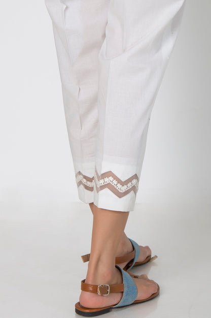 Embellished Cambric Capri Pants  - White