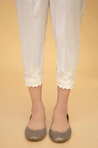 Embellished Capri Pants - Offwhite