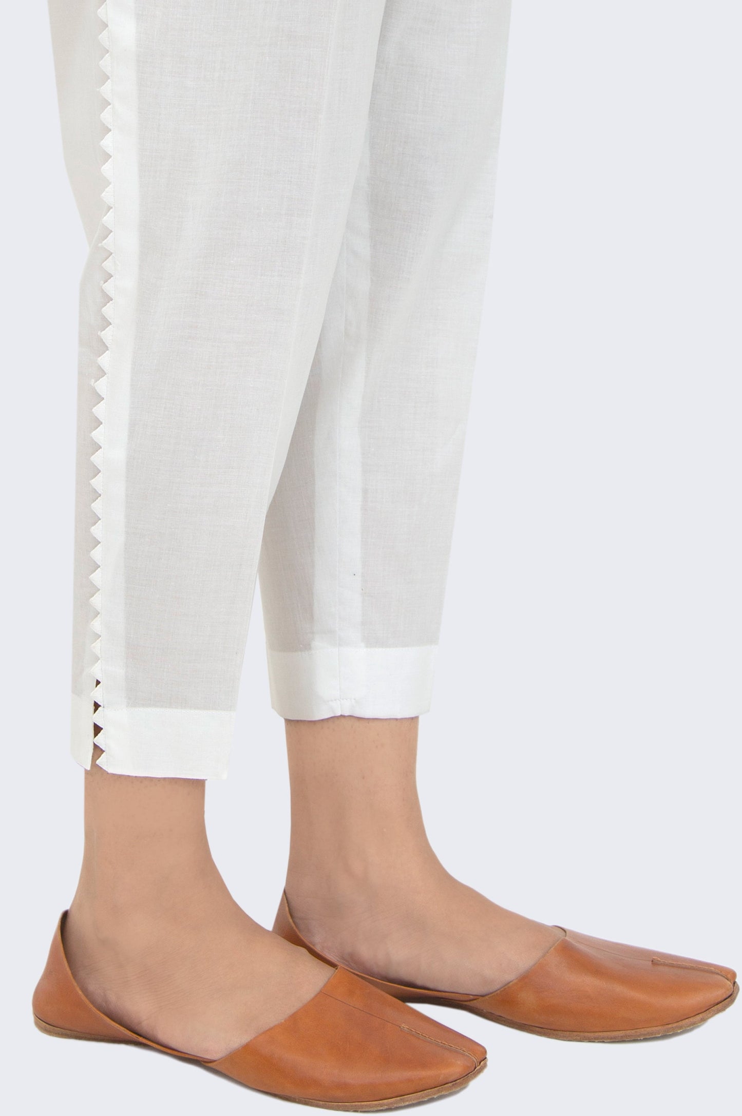 Embellished Cambric Capri Pants - White