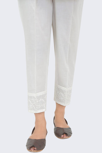 Embroidered Cambric Cigratte Pants - Off-White