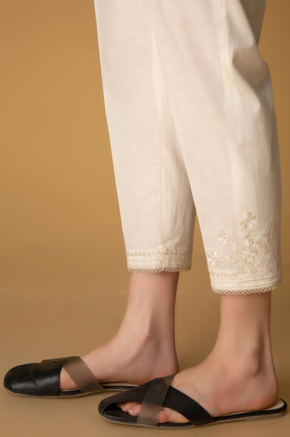 Embroidered Cambric Cigarette Pants