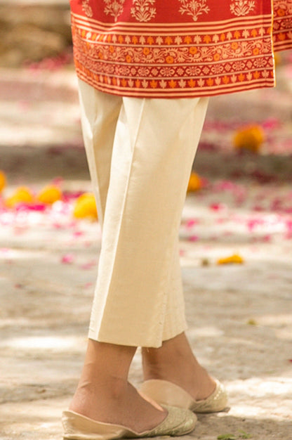 Basic Cambric Cigarette Pants - Beige