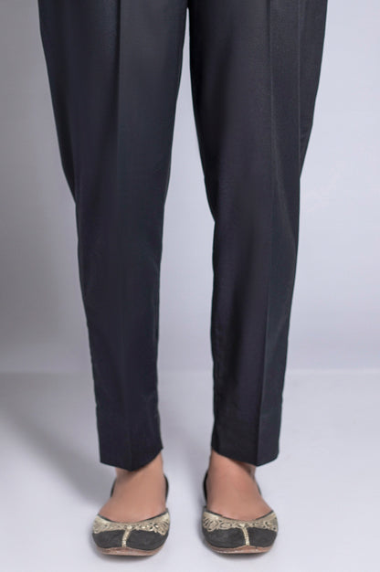 Cambric Basic Plain Cigarette Pants - Black