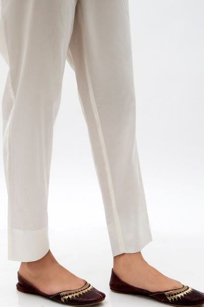Basic Cambric Cigarette Pants Relax Fit - Off White