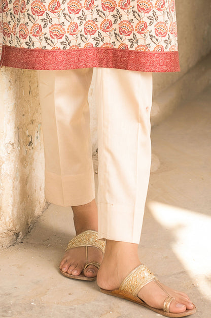 Basic Plain Cambric Cigarette Pants  - Off White