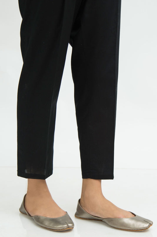 Basic Plain Khaddar Cigarette Pant - Black