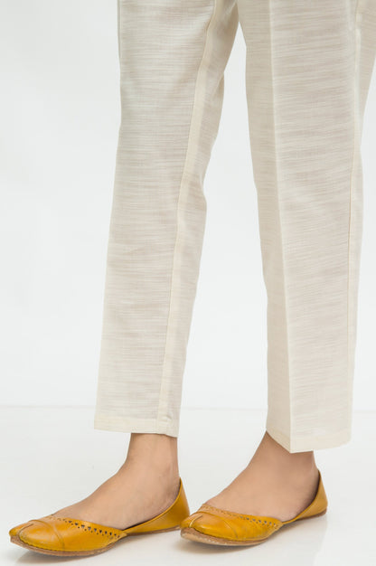 Basic Plain Khaddar Cigarette Pant - Off White