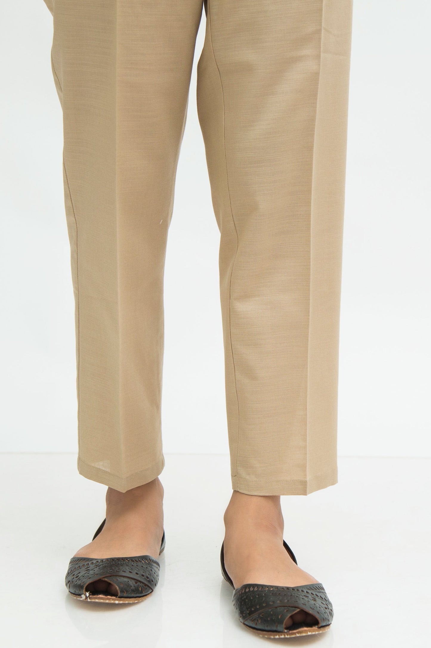 Basic Plain Khaddar Cigarette Pant - Beige
