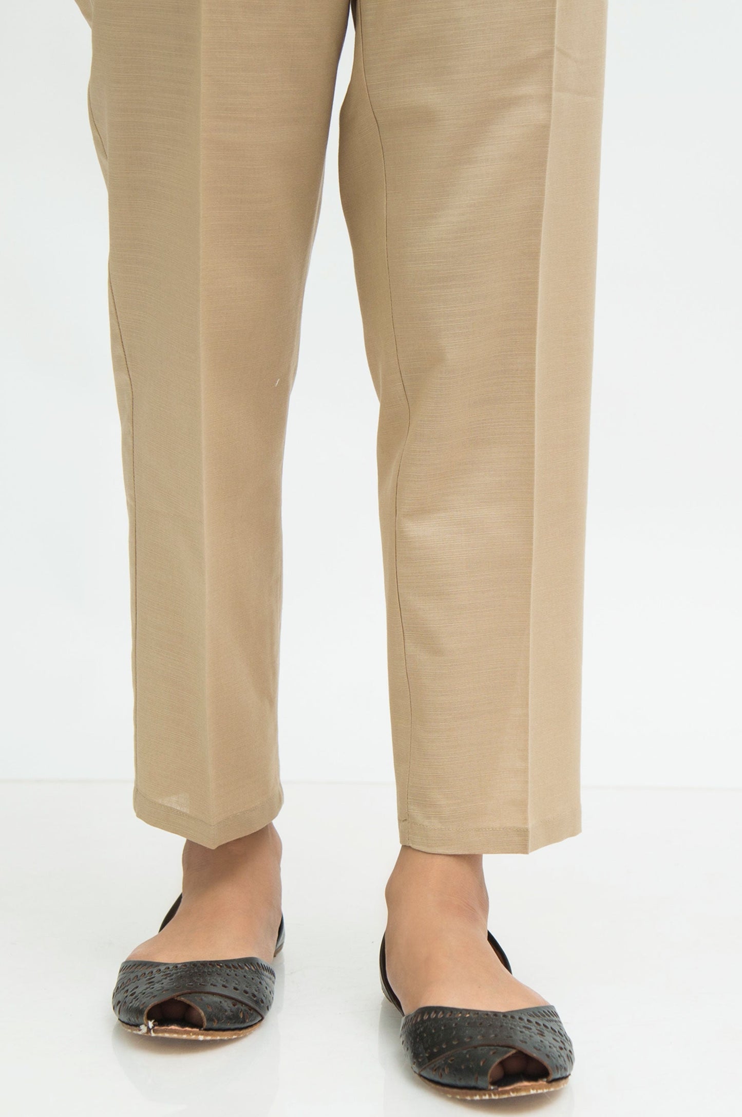 Basic Cambric Cigarette Pants - Beige