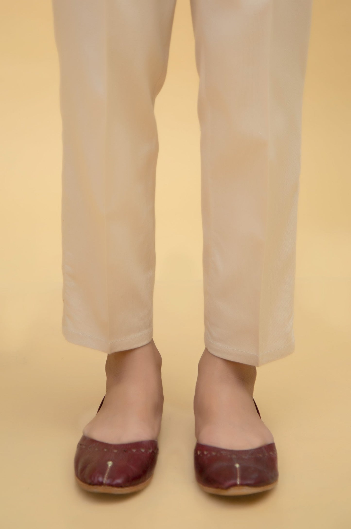 Basic Cottel Cigarette Pants - Beige