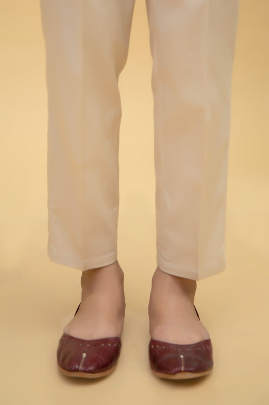 Basic Cottel Cigarette Pants - Beige