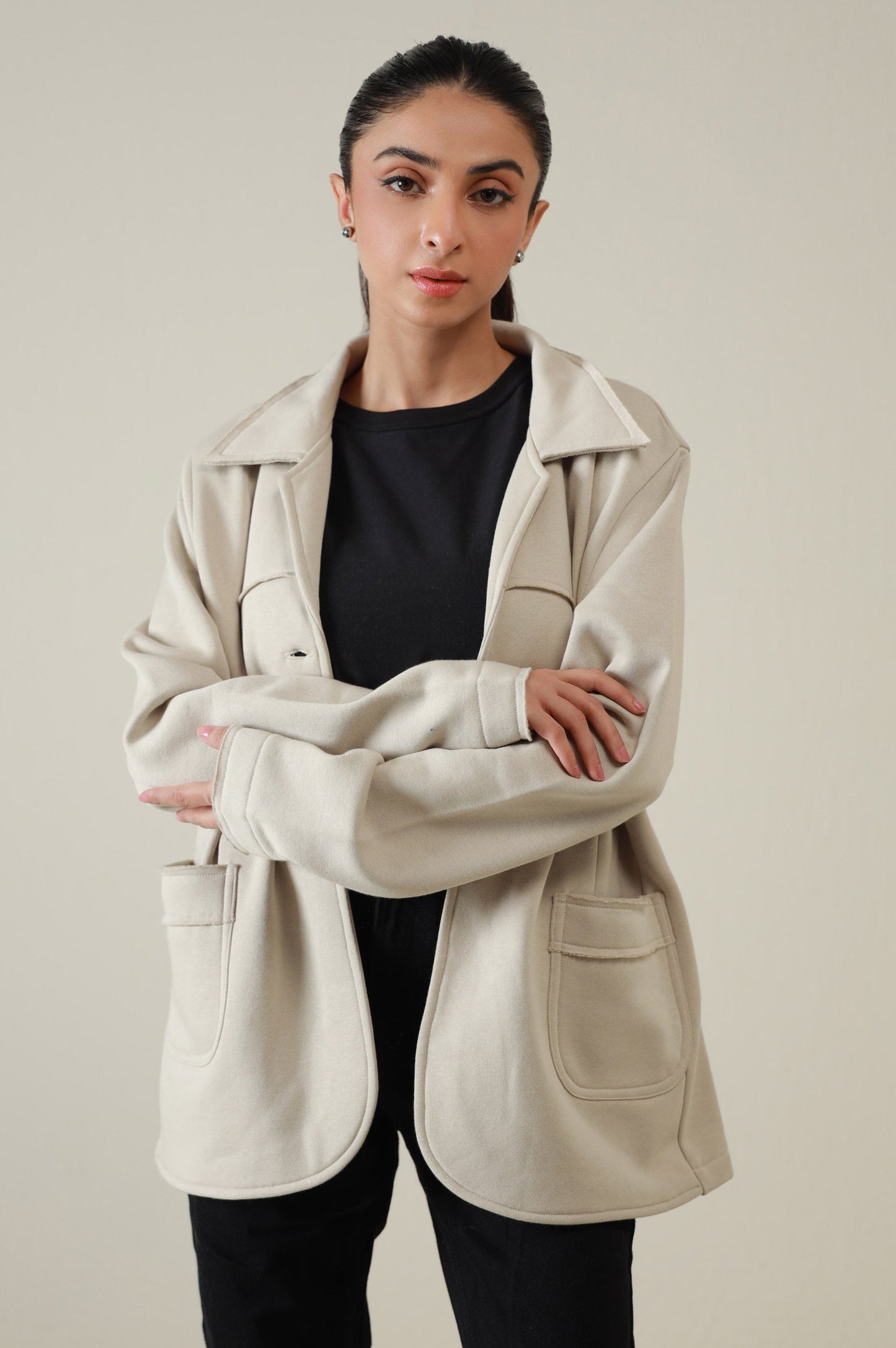 Two-Button Coat - Beige