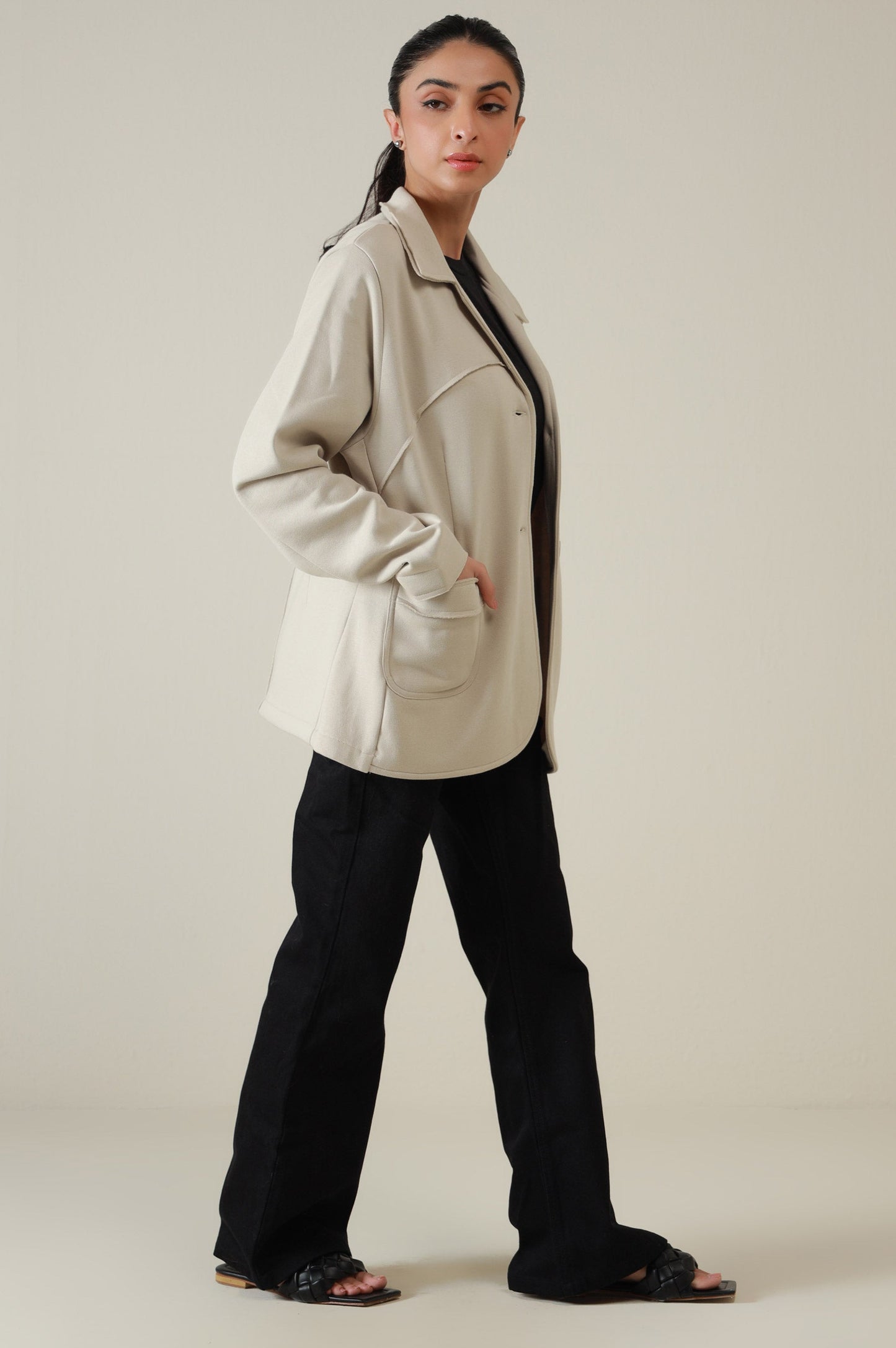 Two-Button Coat - Beige