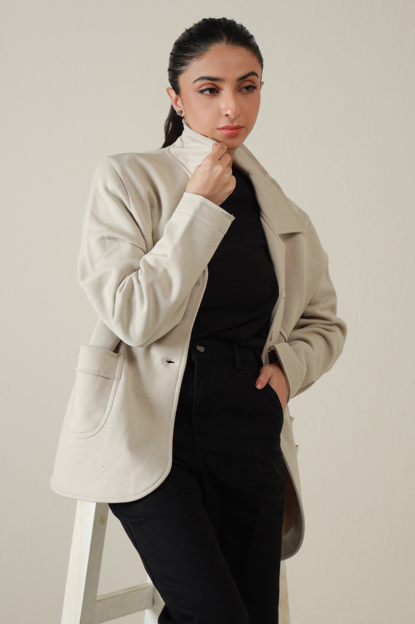 Two-Button Coat - Beige