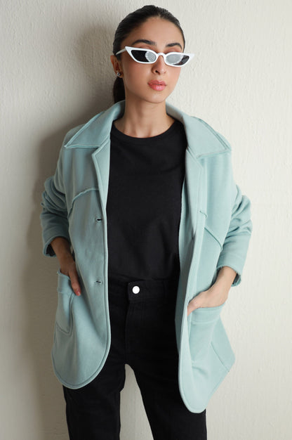 Two-Button Coat - Light Blue