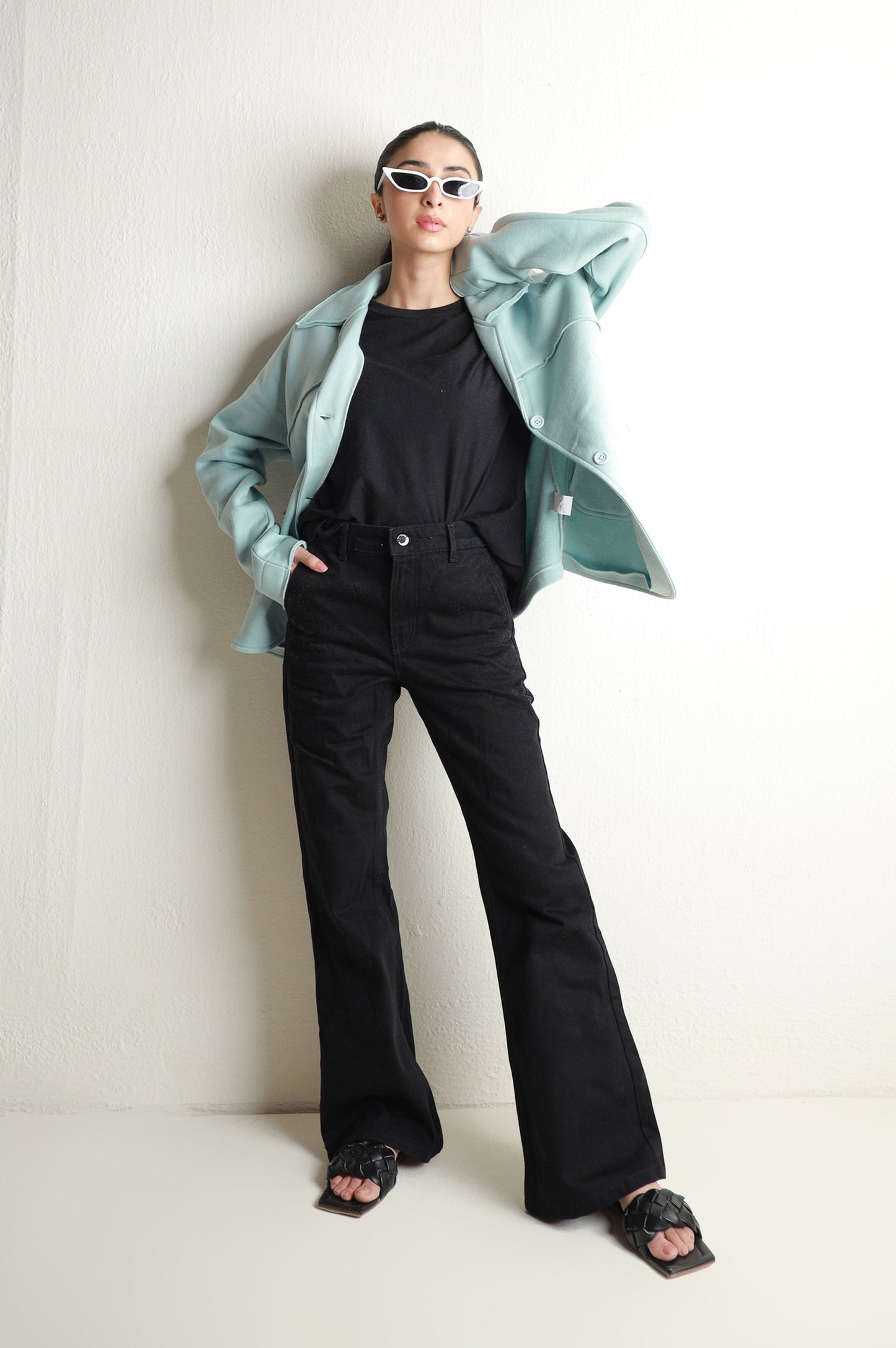 Two-Button Coat - Light Blue