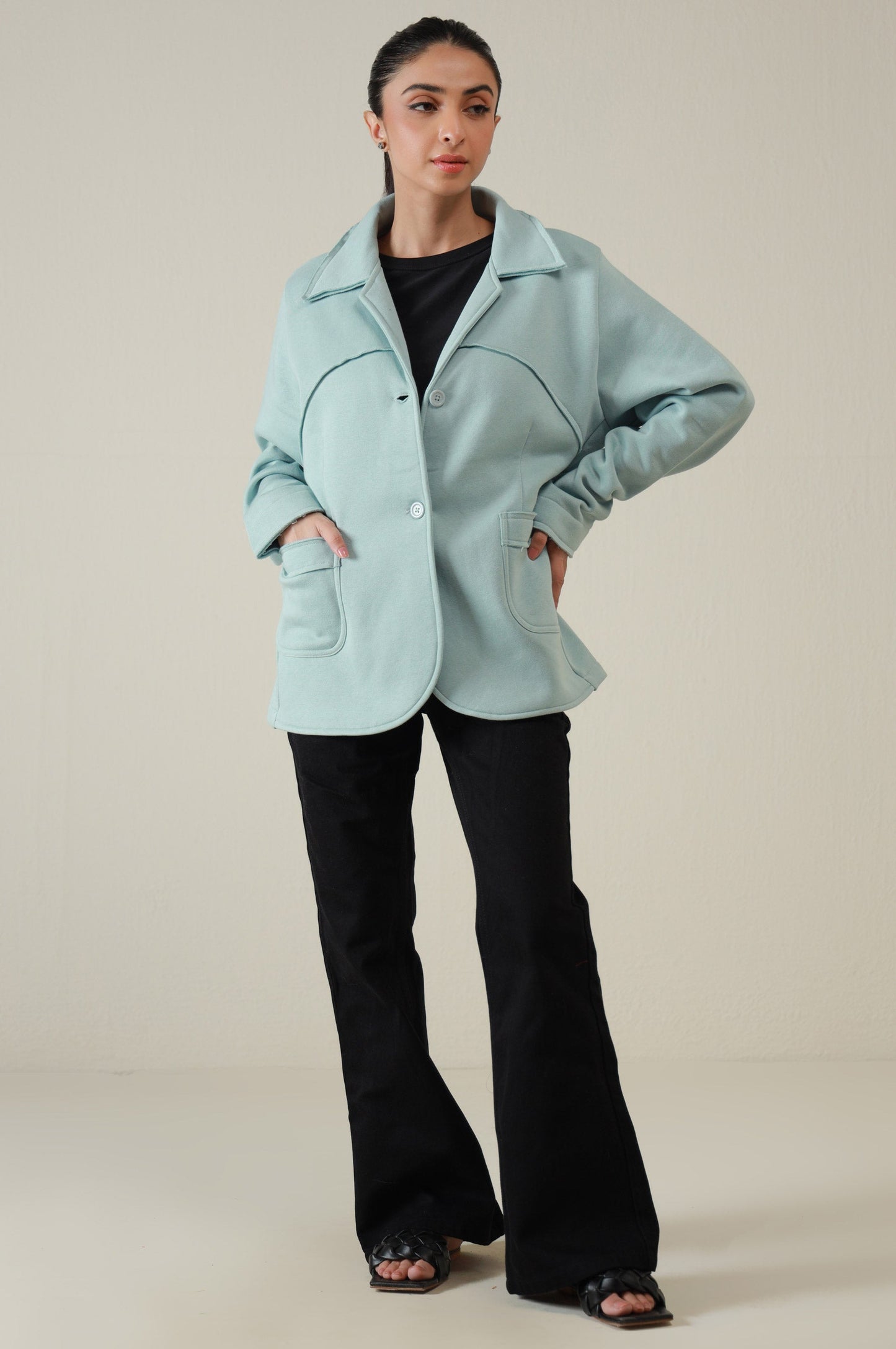Two-Button Coat - Light Blue