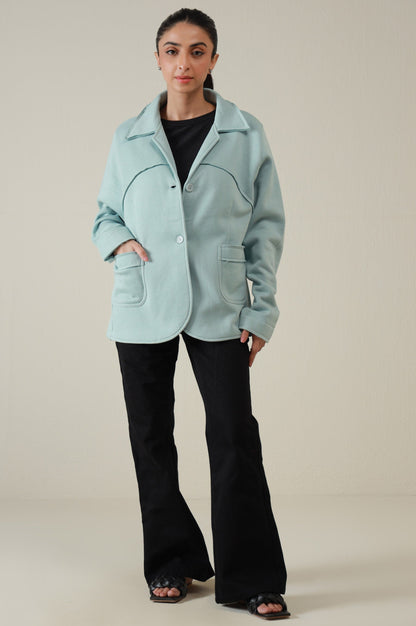 Two-Button Coat - Light Blue