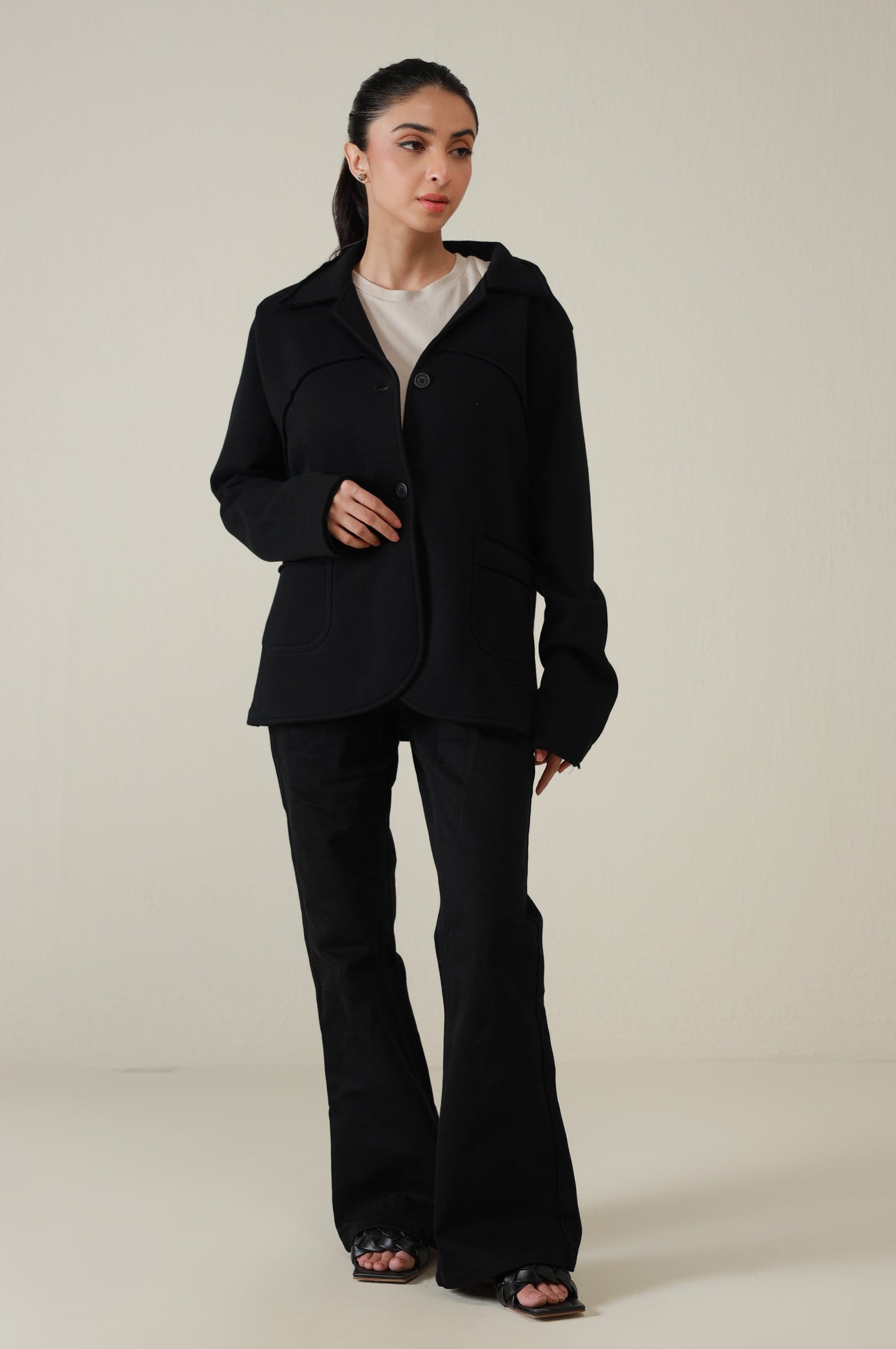 Two-Button Coat - Black
