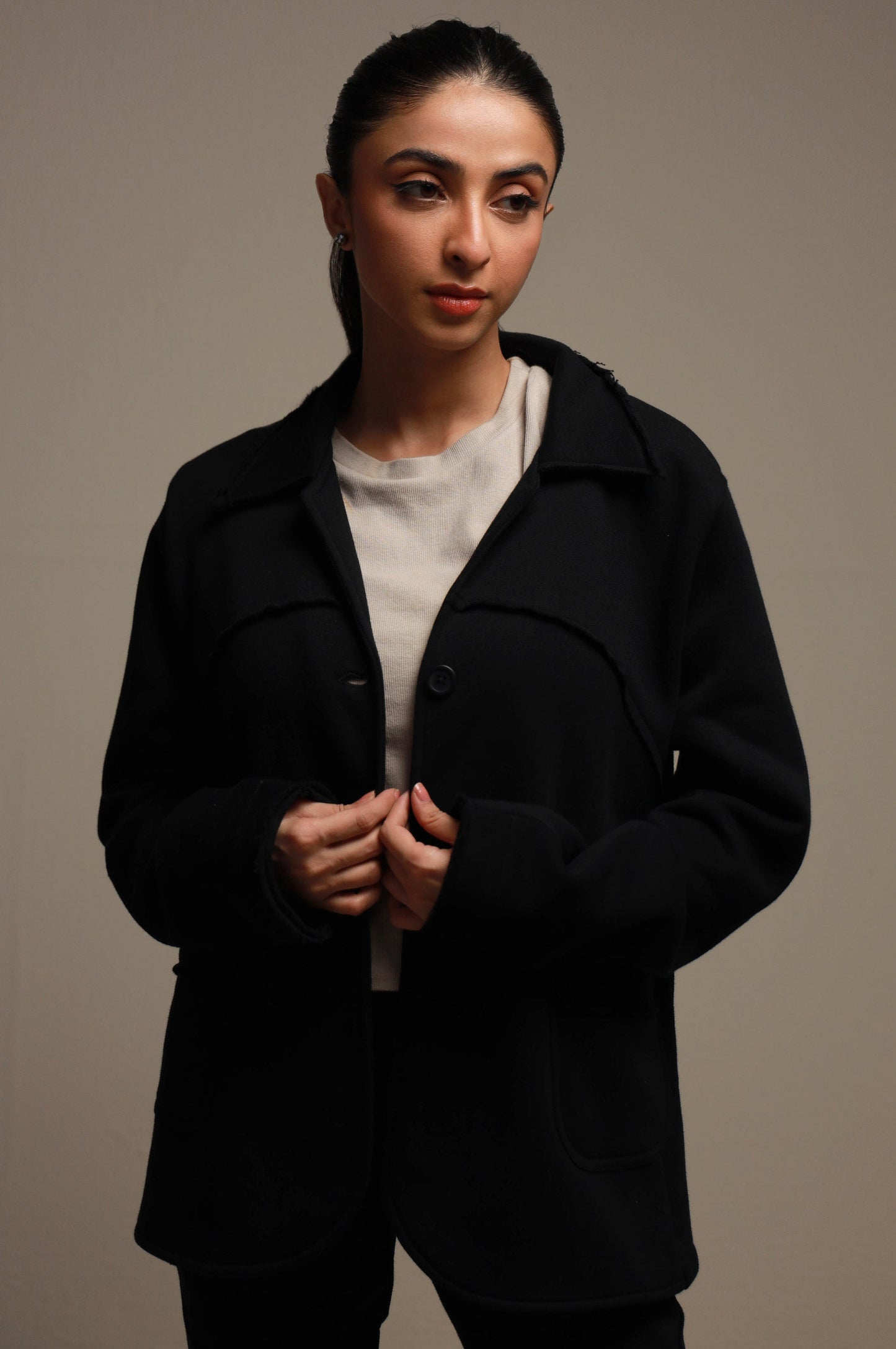 Two-Button Coat - Black