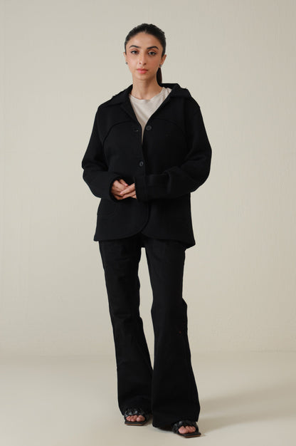 Two-Button Coat - Black