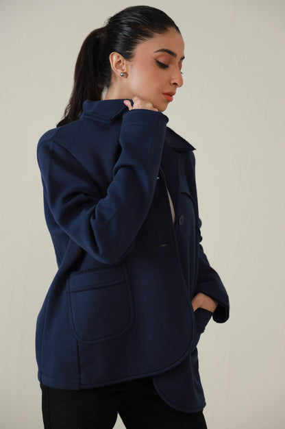 Two-Button Coat - Navy