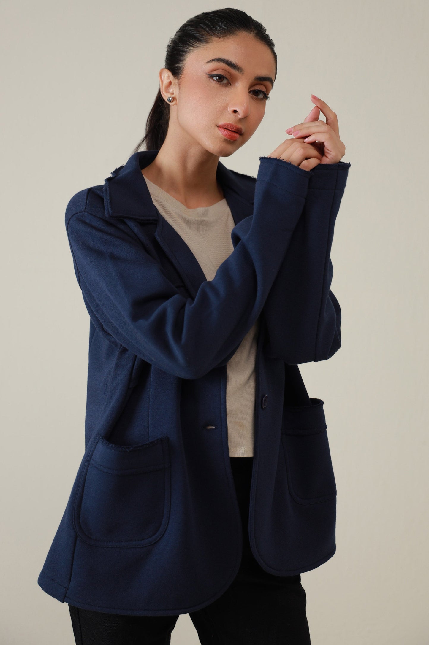 Two-Button Coat - Navy
