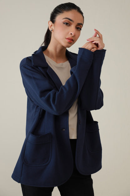 Two-Button Coat - Navy