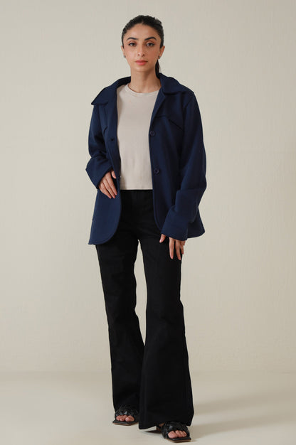 Two-Button Coat - Navy