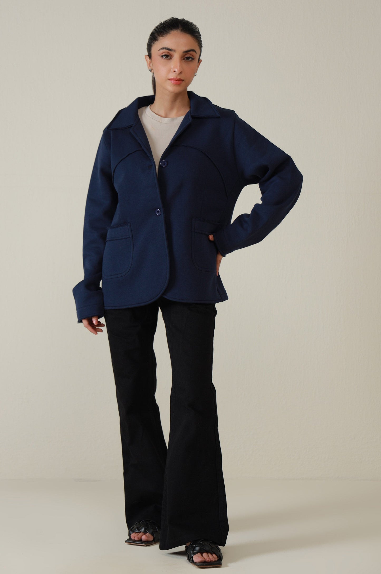 Two-Button Coat - Navy