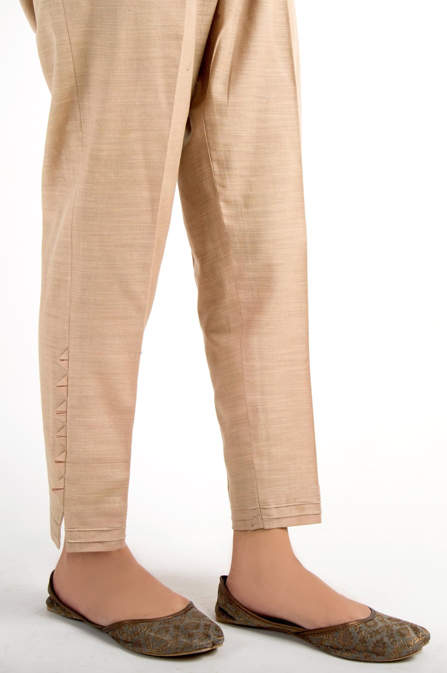 Embellished Khaddar Pants - Beige