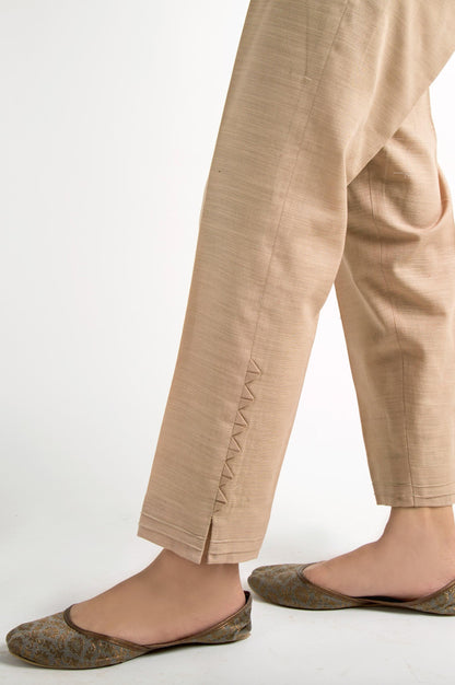 Embellished Khaddar Pants - Beige