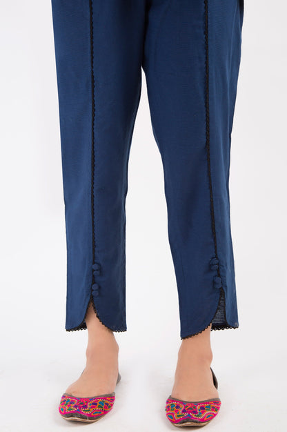 Embellished Khaddar Pants - Navy