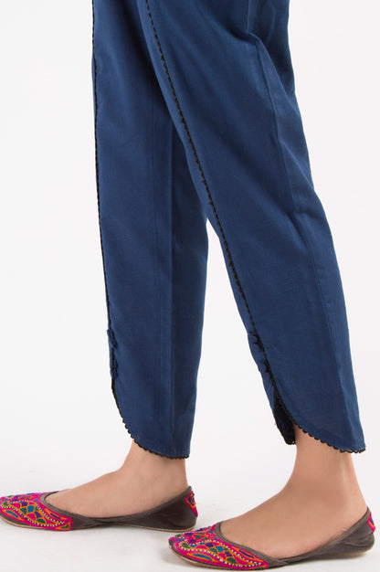Embellished Khaddar Pants - Navy
