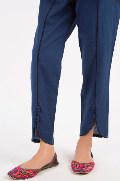 Embellished Khaddar Pants - Navy